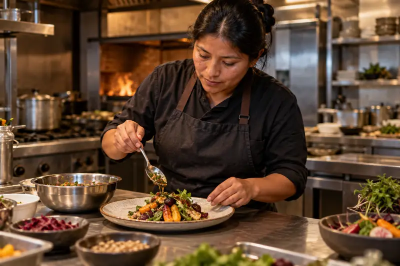 Fictional chef preparing a dish · Generated photo