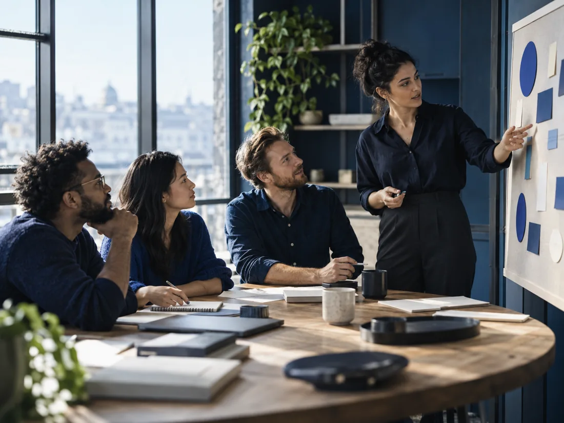 Illustrative editorial scene: Strategy